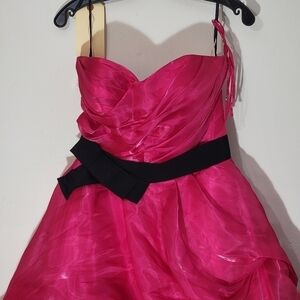 Love 16 Hot Pink Strapless Lace Up Back Prom Ball Gown 10 Vintage Dead Stock